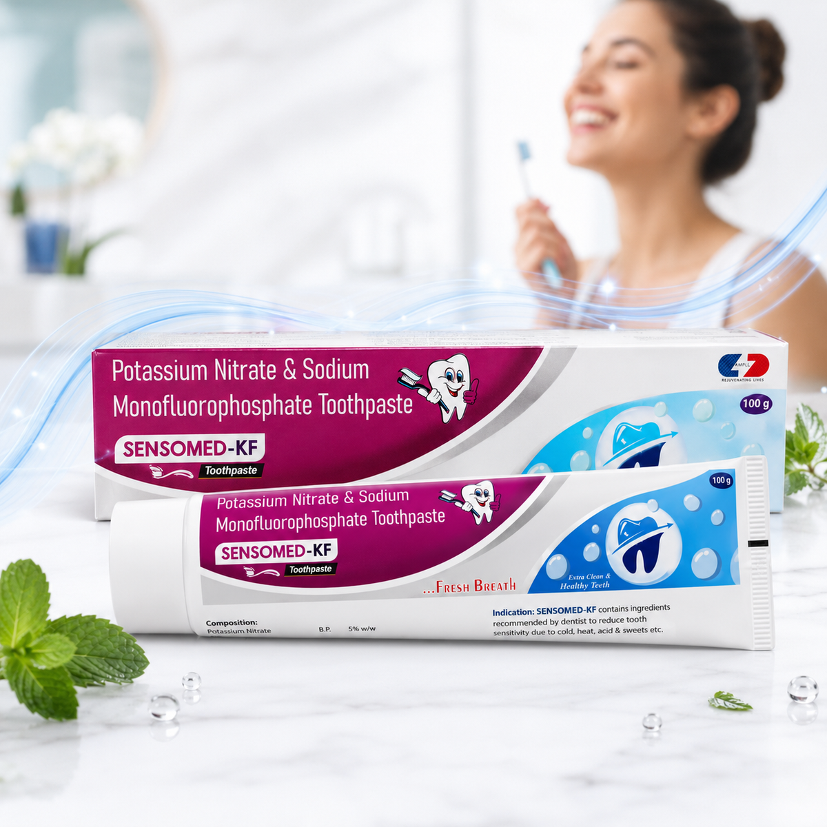 SENSOMED-KF Toothpaste | Daily Care for Sensitive Teeth | Dual Action Formula with Potassium Nitrate + Sodium Monofluorophosphate | Enamel Protection & Fresh Breath