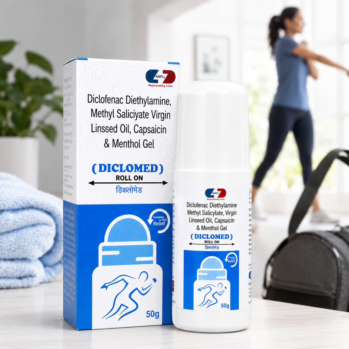 Diclomed - Roll ON Pain Relief | Fast-Acting Relief for Muscle, Joint, Neck & Back Pain | Non-Greasy | Easy Roll-On Applicator | Fast Absorbing | Travel-Friendly | Non-Sticky Formula | 50 gms