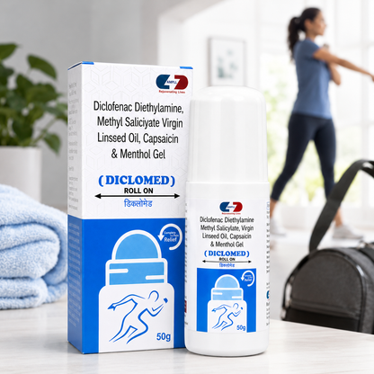 Diclomed - Roll ON Pain Relief | Fast-Acting Relief for Muscle, Joint, Neck & Back Pain | Non-Greasy | Easy Roll-On Applicator | Fast Absorbing | Travel-Friendly | Non-Sticky Formula | 50 gms