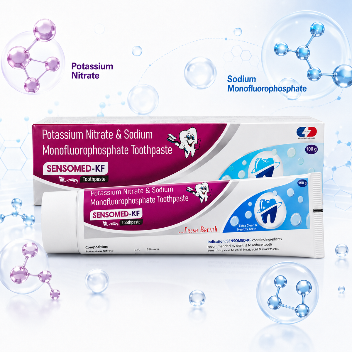 SENSOMED-KF Toothpaste | Daily Care for Sensitive Teeth | Dual Action Formula with Potassium Nitrate + Sodium Monofluorophosphate | Enamel Protection & Fresh Breath